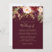 Burgundy Sparkling Marsala Wedding Einladung (Vorderseite)