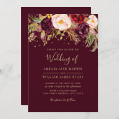 Burgundy Sparkling Marsala Wedding Einladung (Vorne/Hinten)