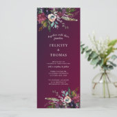 Burgundy Splendor Boho Floral Wedding Einladung (Stehend Vorderseite)