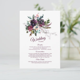 Burgundy Splendor Boho Floral Wedding Plans Begleitkarte