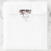 Burgundy Splendor Boho Floral White Thank You Quadratischer Aufkleber (Tasche)
