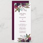 Burgundy Splendor Boho Floral White Wedding Einladung (Vorne/Hinten)
