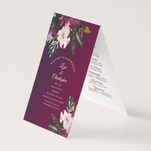 Burgundy Splendor Floral Classic Wedding Program (Vorderseite)