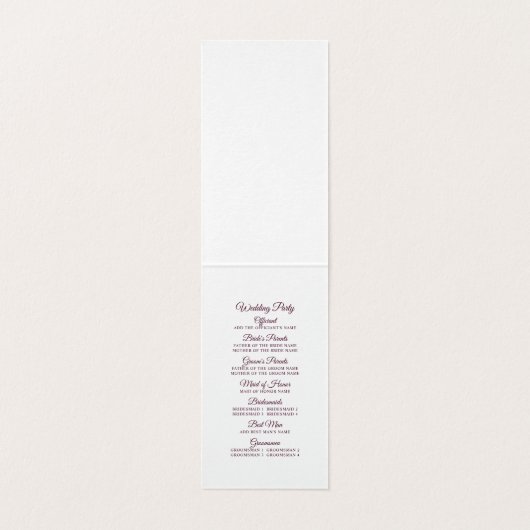 Burgundy Splendor Floral Classic Wedding Program (Innenseite Aufgefaltet)