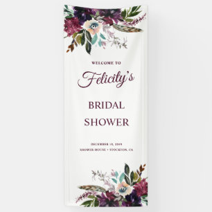Burgundy Splendor Floral White Brautparty Banner