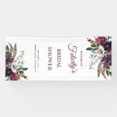 Burgundy Splendor Floral White Brautparty Banner (Horizontal)