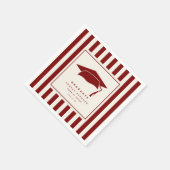 Burgundy Sporty Stripes Custom Graduation Party Serviette (Ecke)
