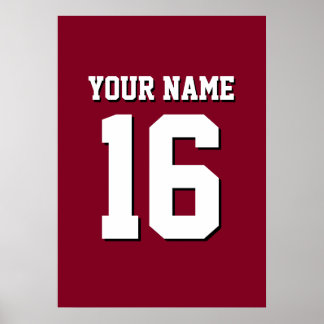 Burgundy Sporty Team Jersey Poster