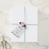 Burgundy Spring Floral Calligraphy Wedding Willkom Geschenkanhänger (Mit Garn)
