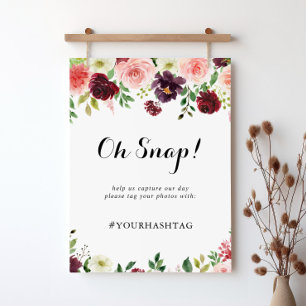 Burgundy Spring Floral Wedding Oh Snap Signing Poster