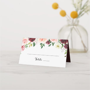 Burgundy Spring Floral Wedding Platzkarte