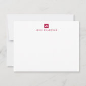 Burgundy Square Bold Two Monogram Beruflich Mitteilungskarte (Vorderseite)