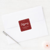 Burgundy Square Modern Script Return Address Label Quadratischer Aufkleber (Umschlag)