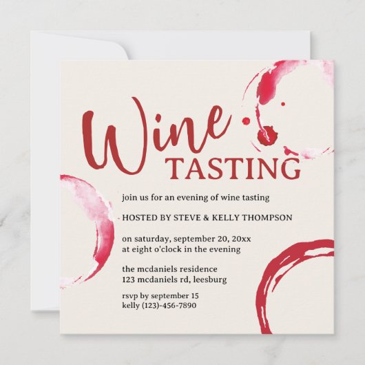 Burgundy Stain Wine Tasting Invitation Einladung (Vorderseite)