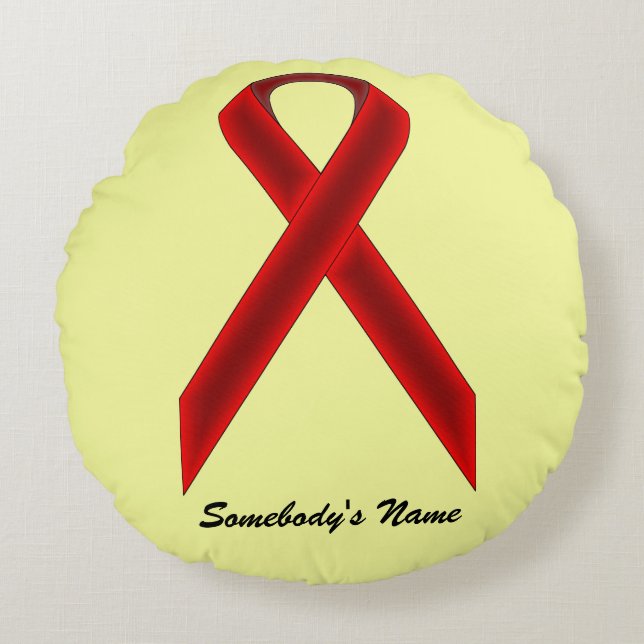 Burgundy Standard Ribbon von Kenneth Yoncich Rundes Kissen (Vorderseite)