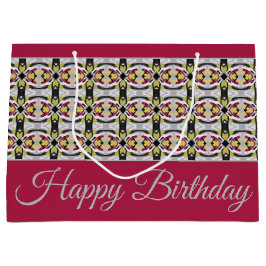 Burgundy Stilvolles Gemustertes Design Große Geschenktüte