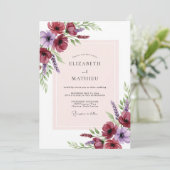 Burgundy Striking Spring Wedding Einladung (Stehend Vorderseite)