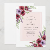 Burgundy Striking Spring Wedding Einladung (Vorne/Hinten)