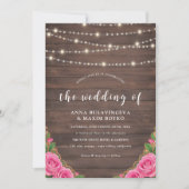 Burgundy String Lights Blumenlampen Hochzeit Einladung (Vorderseite)