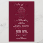 Burgundy String Lights Hochzeitsprogramm (Rückseite)