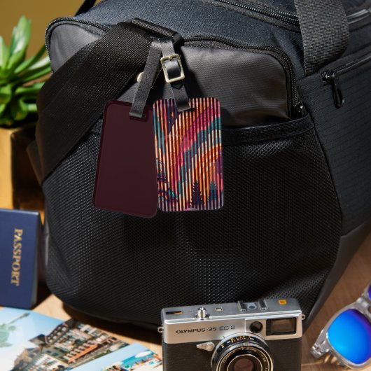 Burgundy Stripe Fantasy Luggage Tag – Customizable Gepäckanhänger (Vorderseite & Rückseite)