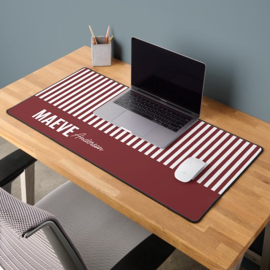 Burgundy Stripe personalisiert, modern und elegant Schreibtischunterlage (Büro 2)