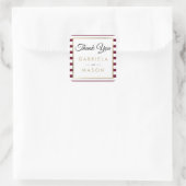 Burgundy Stripe Wedding | Imitate Gold Foil Vielen Quadratischer Aufkleber (Tasche)