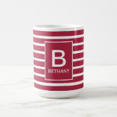 Burgundy Striped Monogram Personalised Kaffeetasse (Mittel)