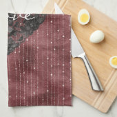 Burgundy Stripes Black Faux Lace Floral Heart Geschirrtuch (Viertel Falte)