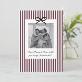 Burgundy Stripes Godparents Proposal Einladung (Stehend Vorderseite)