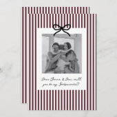 Burgundy Stripes Godparents Proposal Einladung (Vorne/Hinten)