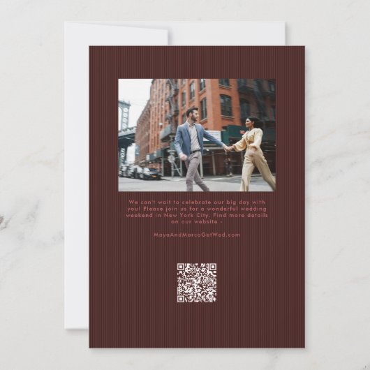 Burgundy stylish script two photo wedding save the date (Rückseite)
