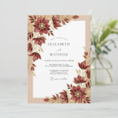 Burgundy Sumptuous Fall Wedding Einladung (Stehend Vorderseite)