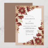 Burgundy Sumptuous Fall Wedding Einladung (Vorne/Hinten)