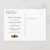 Burgundy Sunflower Save the Date Foto Postcard Ankündigungspostkarte (Rückseite)