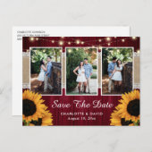Burgundy Sunflower Save the Date Foto Postkarten (Vorne/Hinten)