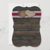 Burgundy Sunflower String Lights Lace Wood Wedding Einladung (Rückseite)