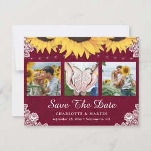 Burgundy Sunflower Wedding Foto Save the Date