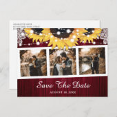 Burgundy Sunflower Wedding Foto Save the Date Ankündigungspostkarte (Vorne/Hinten)