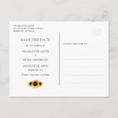 Burgundy Sunflower Wedding Foto Save the Date Ankündigungspostkarte (Rückseite)