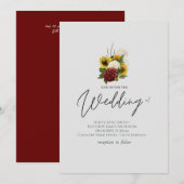 Burgundy Sunflowers Handgeschriebene Hochzeit (Vorne/Hinten)