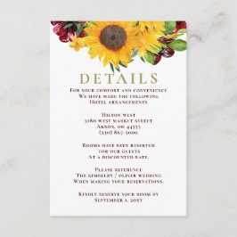 Burgundy Sunflowers Rustic Wedding Card Begleitkarte