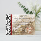 Burgundy Swirl Wedding RSVP (Stehend Vorderseite)