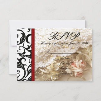 Burgundy Swirl Wedding RSVP Karte