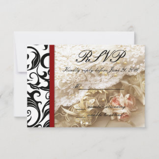 Burgundy Swirl Wedding RSVP Karte
