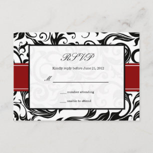 Burgundy Swirl Wedding RSVP Karte