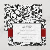 Burgundy Swirl Wedding RSVP Karte (Vorne/Hinten)
