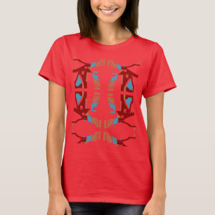Burgundy Tan Blue Abstrakt Mediterranlook T-Shirt