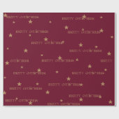 Burgundy & Tan Merry Christmas Star Geschenkwrap Geschenkpapier (Flach)