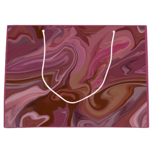 Burgundy taupe Marble gift bag Große Geschenktüte (Vorderseite)